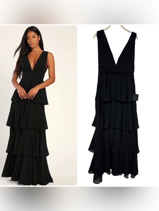 Lulus Dresses & Skirts - New Lulus Amazing Evening Black Tiered V-Neck Evening Maxi Dress